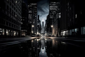 Türaufkleber Night view of the streets of New York City, USA. Long exposure. © Michelle