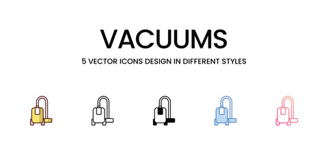 Vacuums icons set, color line, outline, glyph, gradient line, duo tone, icon isolate white background vector stock illustration