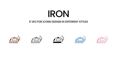 Iron icons set, color line, outline, glyph, gradient line, duo tone, icon isolate white background vector stock illustration
