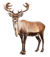 Naklejka na ściany i meble Reindeer looking to the camera isolated on white - transparent background PNG