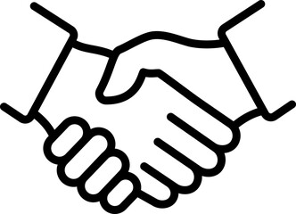 Linear icon of handshake of two hands as concept of business, trust or support