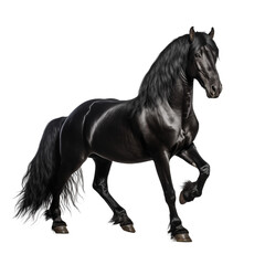 Black horse isolated on white - transparent background PNG
