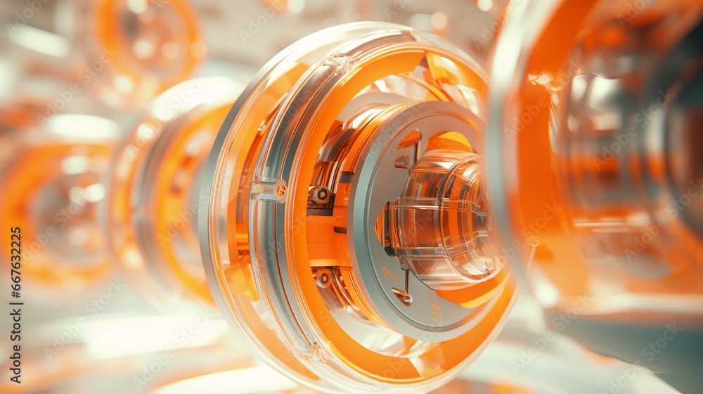 Poster abstract medical technology background with orange color scheme and 3d rendering of innovation medic