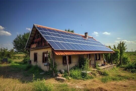 House powered by solar energy. Generative AI