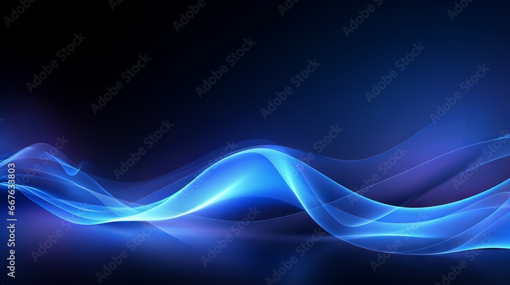 Poster abstract blue wavy lines on digital technology background for web design and presentation