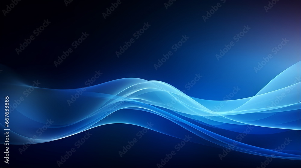 Poster abstract blue wavy lines on digital technology background for web design and presentation