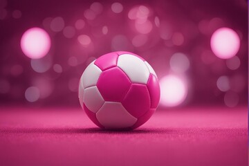 Breast cancer awareness month in October. Realistic pink and white football in pink ground.	