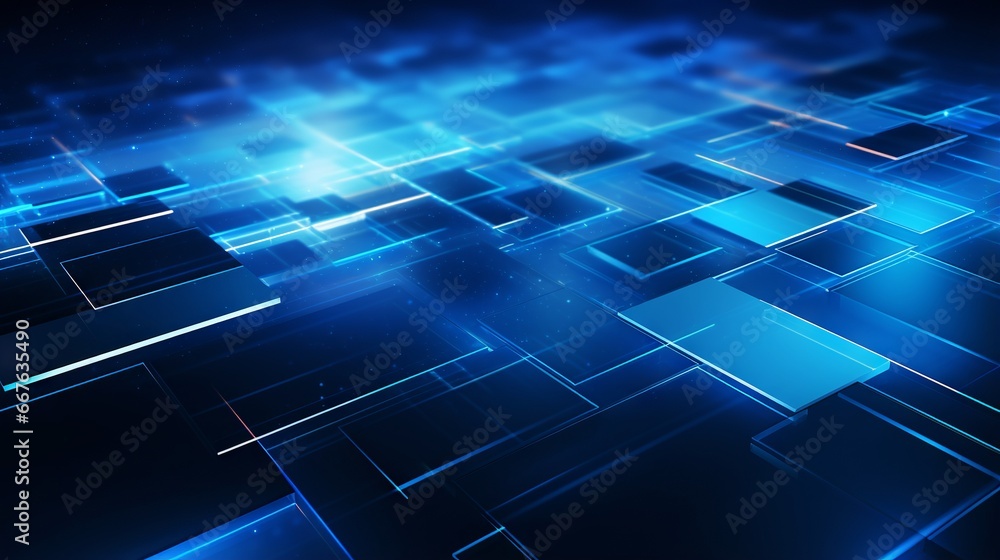 Poster blue geometric shape abstract technology background with hexagons and circles