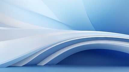 Minimalist vector illustration of white futuristic architecture on blue background