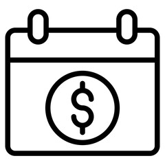 money in calendar line icon