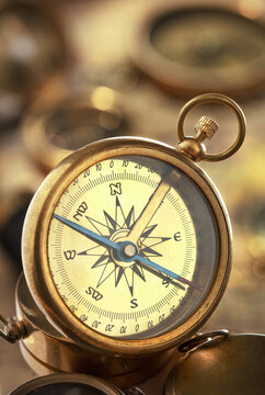 Antique brass compass