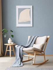 Modern pastel colors armchair in the contemporary livining room interior with copy space