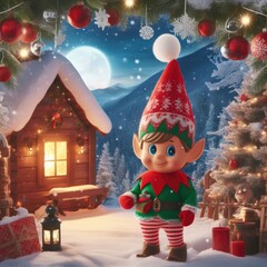 santa claus and snowman christmas tree background for social media banner