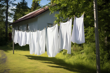 Clothes summer rope cotton white garden line laundry dry wash clean clothesline