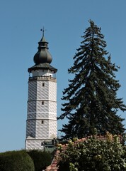 Fototapeta premium cityscape with old renovated tower of Town Hall in BIECZ 