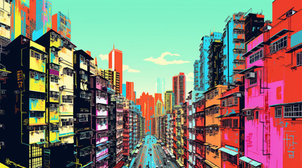 Obraz premium Hong kong city pop art