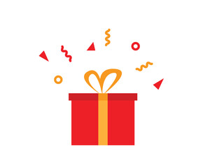Present Box Flat Style. Birthday or holiday party concept vector