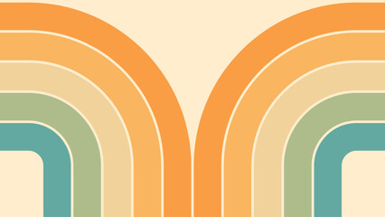 Fototapeta premium Abstract background of rainbow groovy Wavy Line design in 1970s Hippie Retro style. Vector pattern ready to use for cloth, textile, wrap and other.