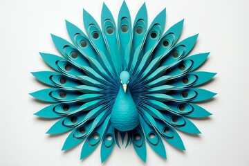 Majestic Blue Peacock with Spread Tail, Generative AI