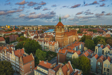 Panorama of Gdańsk with a view of the church of St. John.