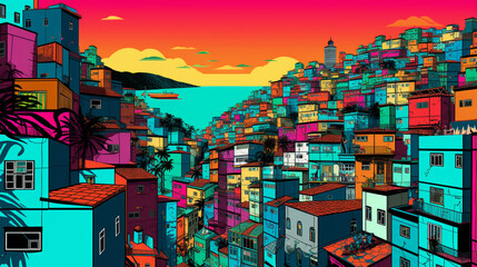 Rio de janeiro city of Brazil pop art