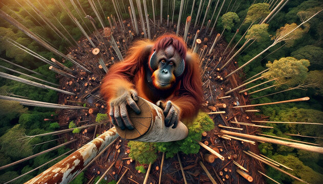Heart-Wrenching Image: Orangutans and Deforestation