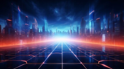 Cyberpunk style background with futuristic technology and light effects