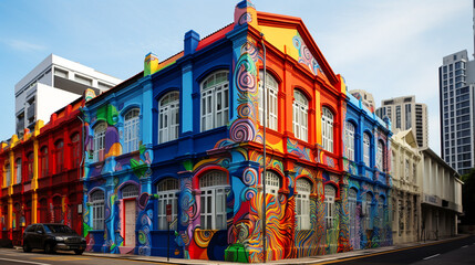 Obraz premium graffiti art on a singapore building pop art