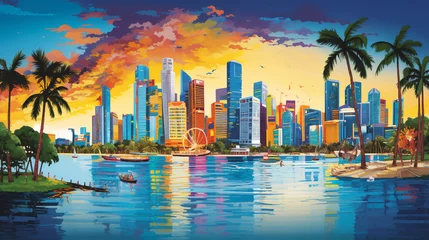 Foto op Plexiglas singapore city pop art © Strabiliante