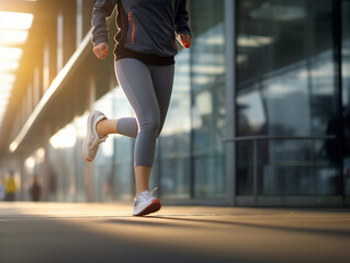 Fototapeta na wymiar woman jogging on the street