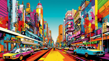 singapore city pop art - obrazy, fototapety, plakaty