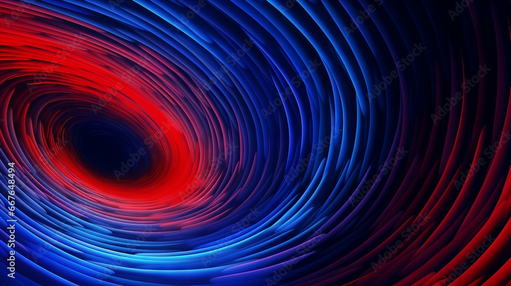Poster red and blue spiral abstract background with space for text. circle orbit rotation pattern with dyna