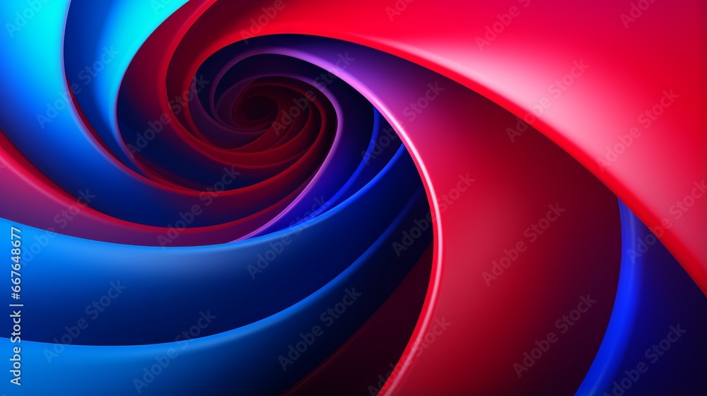 Poster abstract spiral background in red and blue with space for text