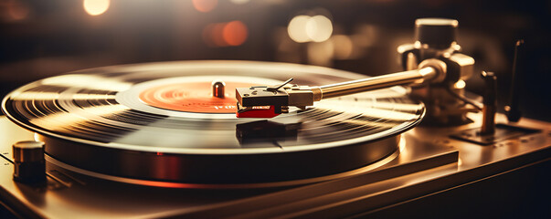 A modern turntable playing a vinyl album - Powered by Adobe