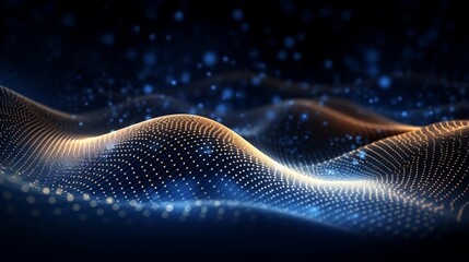 Digital wave background with glowing particles - technology concept