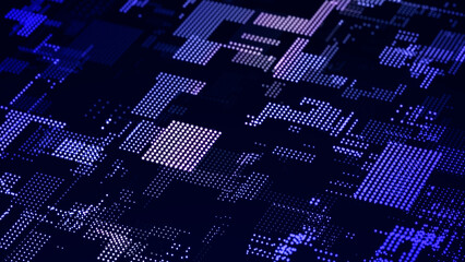 Abstract technology background. Big data digital code. Futuristic dots background. 3d rendering.