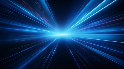 Fototapeta na wymiar Blue light rays and stripes on dark background: vector illustration of futuristic energy technology concept