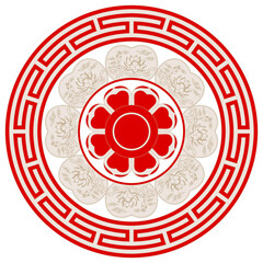 Luxury festive Chinese oriental traditional culture premium classical decoration red gold line art design vector illustration. Covers, greeting cards, logos, packaging, posters, backgrounds -Greeting 