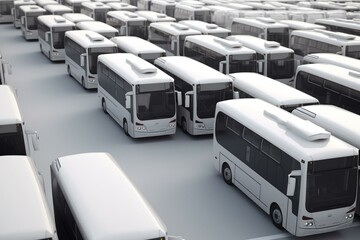 3D render of multiple buses. Generative AI