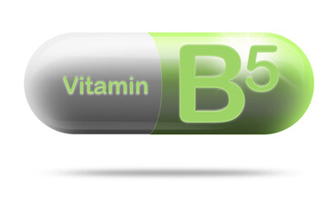 Vitamin B5 medicine capsule for dietary supplement concept