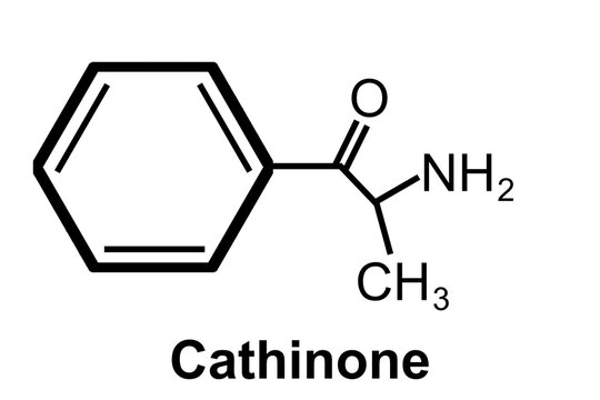 Cathinone chemical molecular structure isolated,