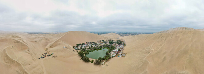 View of the Huacachina oasis in Ica.