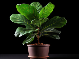 Fototapeta premium Fiddle Leaf Fig (Ficus lyrata) Studio Shot Isolated on Clear Background, Generative AI