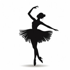 Obraz premium Black silhouette of a girl dancer on a white background