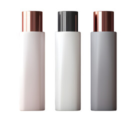 Empty cosmetic bottles mock up  isolated on transparent background