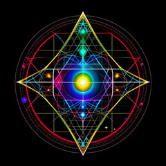 Fototapeta na wymiar background,cosmic mystical diagram of luminous lines, esoteric symbol