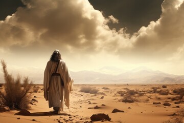 Jesus goes into the desert during Lent - obrazy, fototapety, plakaty