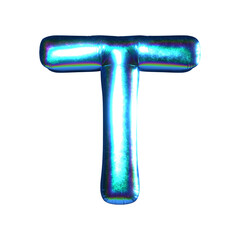 玉虫色のバルーンの文字T。