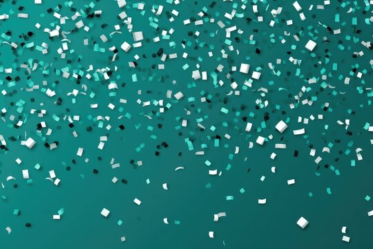 Abstract festive green background with monocolor paper confetti