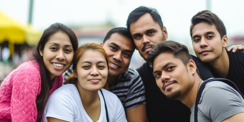 Cheerful Latin Friends Share an Outdoor Moment: Portrait